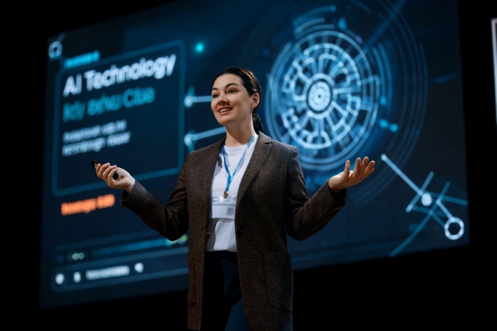 Woman Is Speaking About Technologies